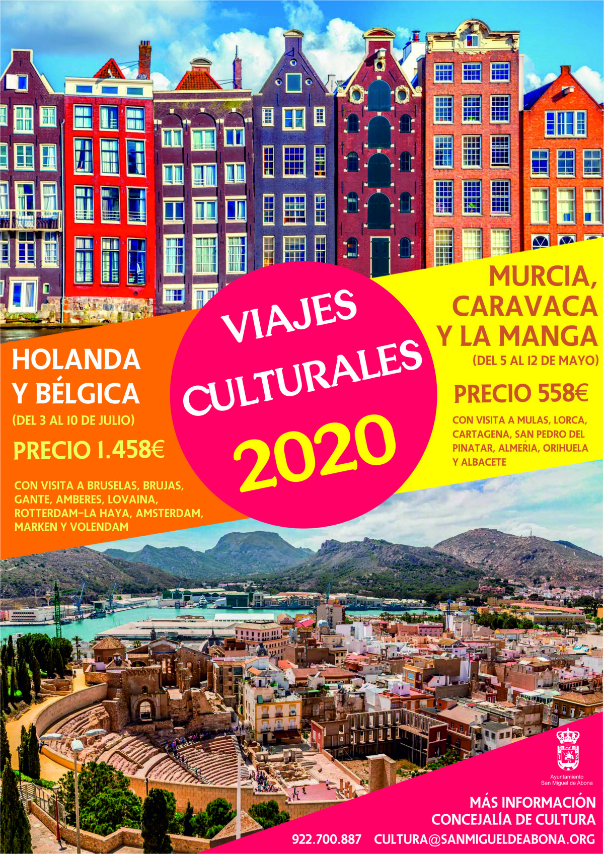 San Miguel organiza  sus viajes culturales 2020 a Holanda-Bélgica y Murcia-Caravaca-La Manga