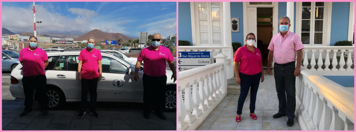 Apoyo a la lucha contra el cáncer de mama – Taxistas de San Miguel se visten de rosa