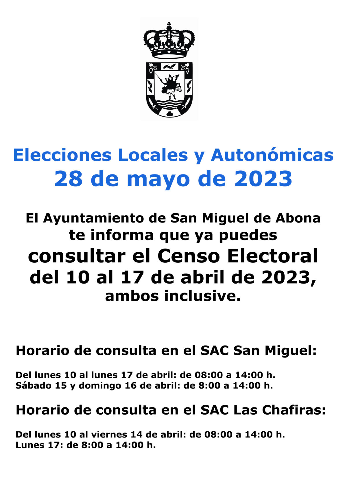 Consulta del censo electoral – Elecciones Locales y Autonómicas – 28 de mayo de 2023