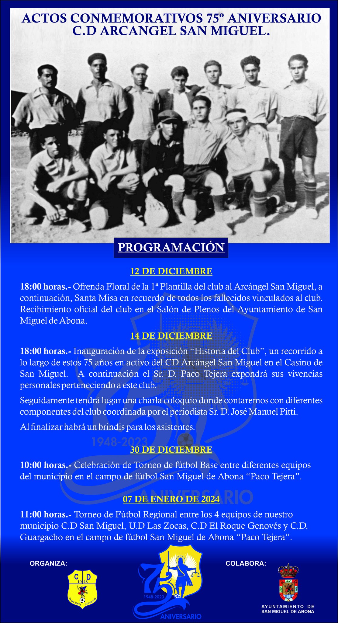 El CD Arcángel San Miguel conmemora su 75 aniversario con una variada programación